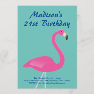 Flamingo 21. Geburtstag Party Einladung - Türkis
