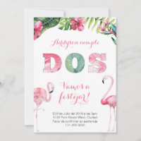 Flamingo 2. Geburtstag lädt auf Spanisch für Mädch