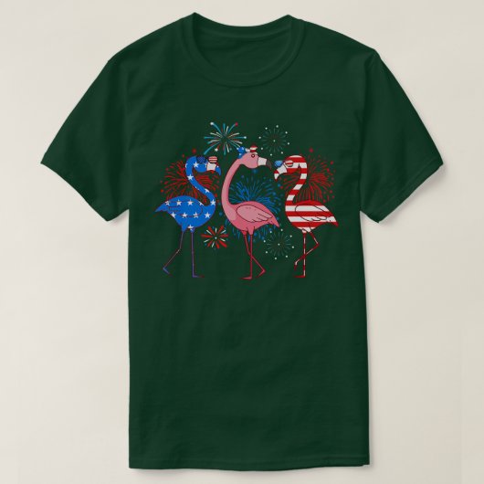 Flamingo 4. Juli American Flag Flamingo Indepe T-Shirt (Design vorne)