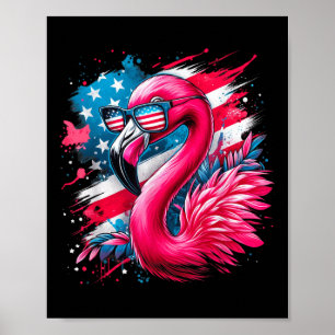 Flamingo 4. Juli American Flag Patriotic Poster