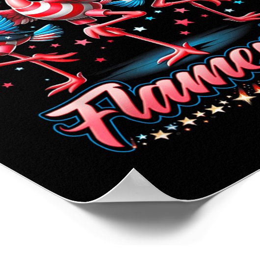 Flamingo 4. Juli Patriotic USA Unabhängigkeit Fl Poster (Ecke)