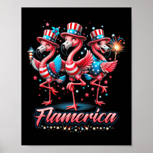 Flamingo 4. Juli Patriotic USA Unabhängigkeit Fl Poster