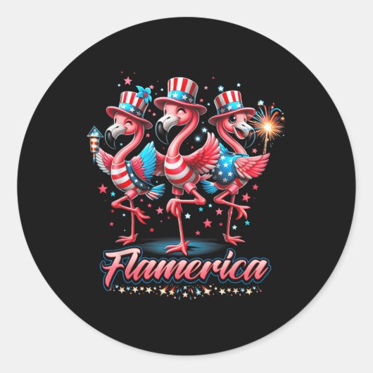 Flamingo 4. Juli Patriotic USA Unabhängigkeit Fl Runder Aufkleber (Vorderseite)