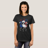 Flamingo 4th Of July American Flag Independence Fi T-Shirt (Vorne ganz)