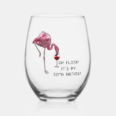 Flamingo 50. Geburtstag Custom Party Weinglas Ohne Stiel (Vorderseite)