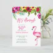 Flamingo 50. Geburtstag Einladung (Stehend Vorderseite)