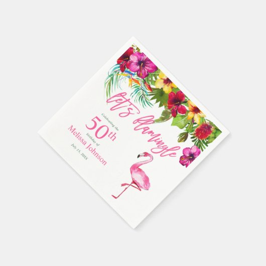 Flamingo 50. Geburtstag Serviette (Ecke)