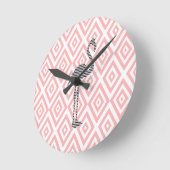 Flamingo - abstraktes geometrisches Muster - Rosa Runde Wanduhr (Winkel)