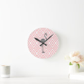 Flamingo - abstraktes geometrisches Muster - Rosa Runde Wanduhr (Zuhause)