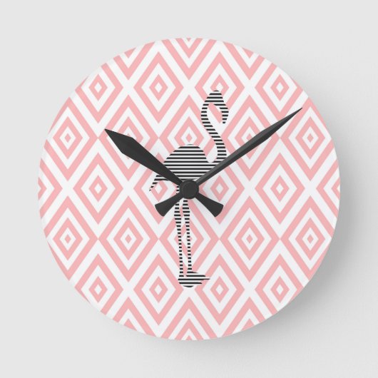 Flamingo - abstraktes geometrisches Muster - Rosa Runde Wanduhr (Vorderseite)