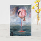 Flamingo ACEO Card Karte (Gelbe Blume)
