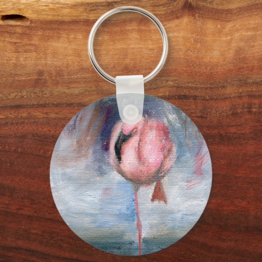 Flamingo ACEO Schlüsselanhänger (Vorderseite)