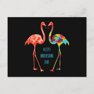 Flamingo   Akzeptieren Sie Liebe Autism Flamingo Einladungspostkarte