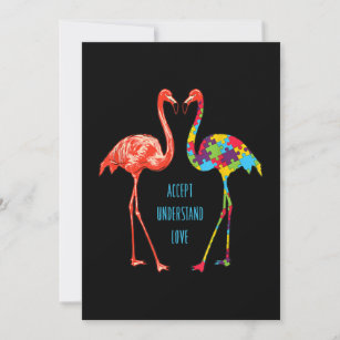 Flamingo   Akzeptieren Sie Liebe Autism Flamingo Feiertagskarte