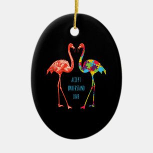 Flamingo   Akzeptieren Sie Liebe Autism Flamingo Keramik Ornament