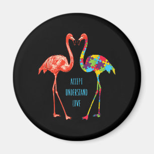 Flamingo Akzeptieren Sie Liebe Autism Flamingo Magnet