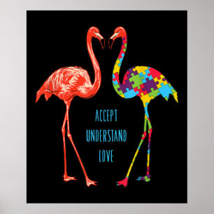 Flamingo   Akzeptieren Sie Liebe Autism Flamingo Poster