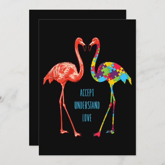 Flamingo | Akzeptieren Sie Liebe Autism Flamingo Save The Date (Vorne/Hinten)
