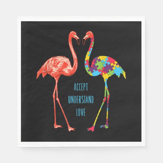 Flamingo | Akzeptieren Sie Liebe Autism Flamingo Serviette (Vorderseite)