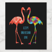 Flamingo | Akzeptieren Sie Liebe Autism Flamingo Weinetikett (Einzelnes Label)