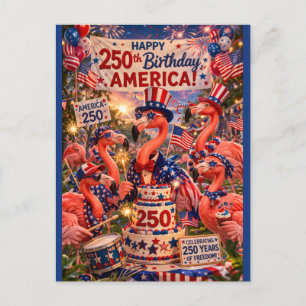Flamingo Alles Gute zum 250. Geburtstag Amerika 4. Feiertagspostkarte