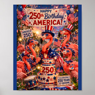 Flamingo Alles Gute zum 250. Geburtstag Amerika 4. Poster