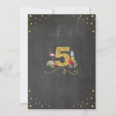 Flamingo Aloha 5 Geburtstagsparty Chalk Einladung (Rückseite)