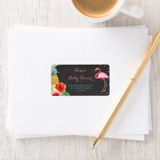 Flamingo Aloha Baby Showadresse Labels Stickers Adressaufkleber (Insitu)