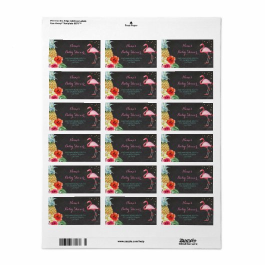 Flamingo Aloha Baby Showadresse Labels Stickers Adressaufkleber (Vorne)