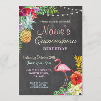 Flamingo Aloha Quinceanera Geburtstagsparty Einlad Einladung