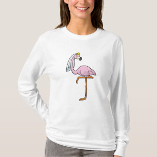 Flamingo als Braut bei Hochzeit mit Schleier T-Shirt