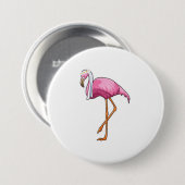 Flamingo als Braut mit Schleier Button (Vorne & Hinten)
