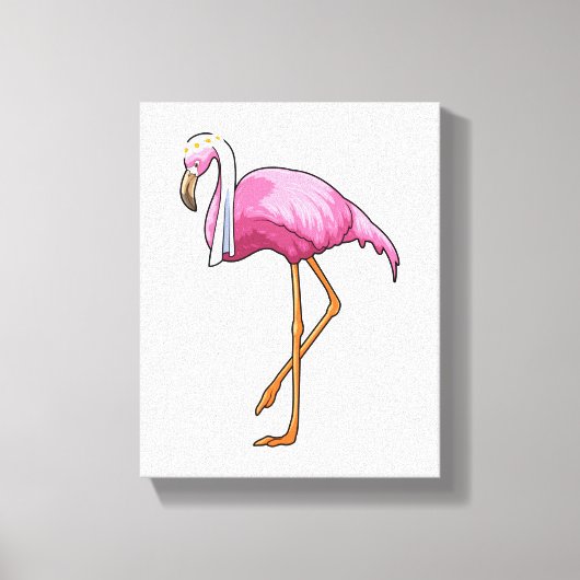 Flamingo als Braut mit Schleier Leinwanddruck (Vorderseite)