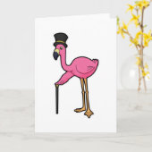 Flamingo als Bräutigam mit Hut und Rohr Karte (Gelbe Blume)