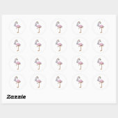 Flamingo als Bride bei Hochzeit mit Veil Runder Aufkleber (Blatt)