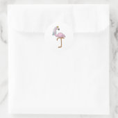 Flamingo als Bride bei Hochzeit mit Veil Runder Aufkleber (Tasche)