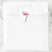 Flamingo als Brücke mit Veil Quadratischer Aufkleber (Tasche)