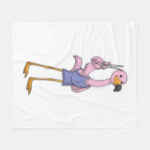 Flamingo als Friseur mit Schere Fleecedecke (Vorderseite (Horizontal))