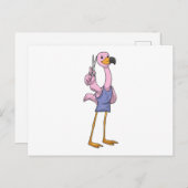 Flamingo als Friseur mit Schere Postkarte (Vorne/Hinten)