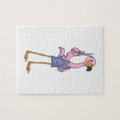 Flamingo als Friseur mit Schere Puzzle (Horizontal)