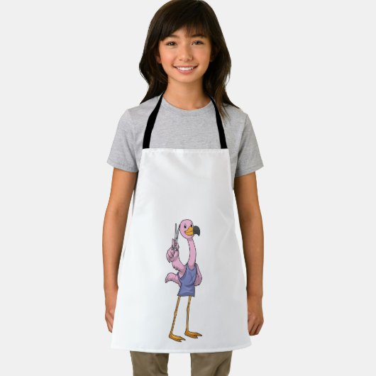 Flamingo als Friseur mit Schere Schürze (Insitu)