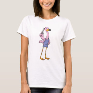 Flamingo als Friseur mit Schere T-Shirt