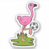 Flamingo als Fußballspieler mit Fußball Aufkleber (Vorderseite)