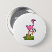 Flamingo als Fußballspieler mit Fußball Button (Vorne & Hinten)