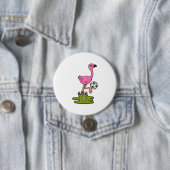 Flamingo als Fußballspieler mit Fußball Button (Beispiel)
