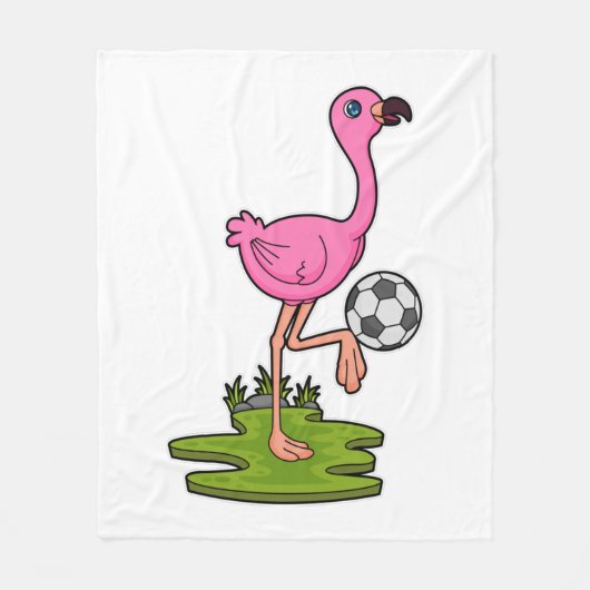 Flamingo als Fußballspieler mit Fußball Fleecedecke (Vorderseite)