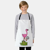 Flamingo als Fußballspieler mit Fußball Schürze (Getragen)