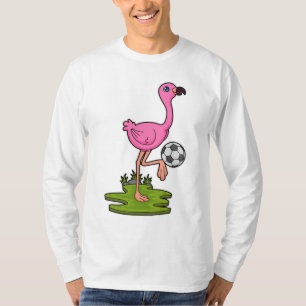 Flamingo als Fußballspieler mit Fußball T-Shirt