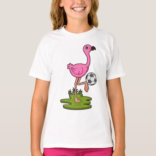 Flamingo als Fußballspieler mit Fußball T-Shirt (Vorderseite)