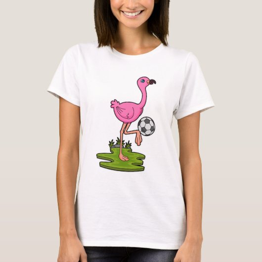 Flamingo als Fußballspieler mit Fußball T-Shirt (Vorderseite)